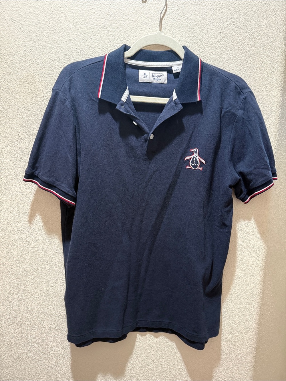 Original Penguin Navy Polo with Pink and White Trim